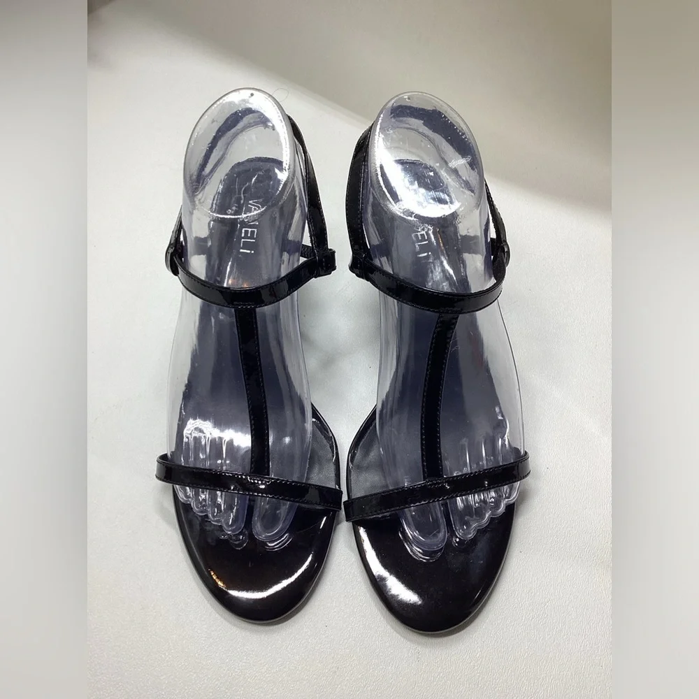 Vaneli Mohan T-strap Wedge Sandals In Black Size 9.5 - Picture 4 of 11
